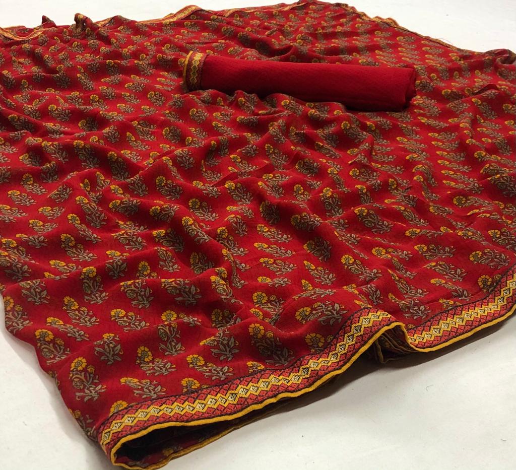 Rajyog Birra Designer Georgette Casual Wear Saree Collection at Wholesale Price